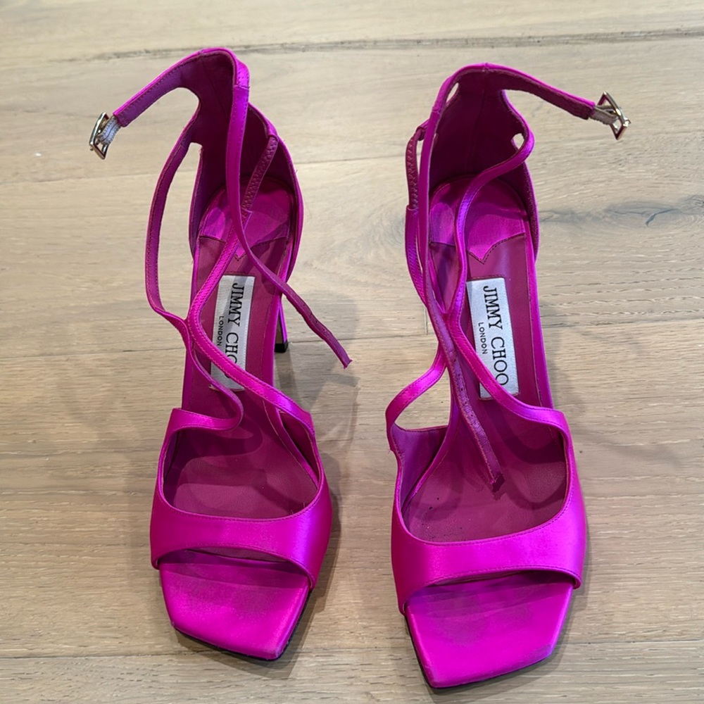 Pink Azia satin Jimmy Choo shoes! Used but gorgeous- great condition shoes!